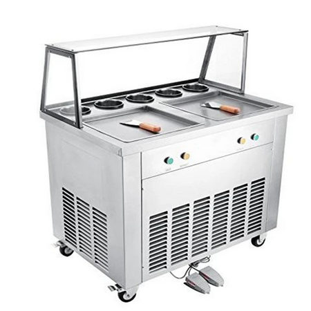 Machine à Crème Glacée Frite à Double Pot, Assiette Carrée, Yogoget Signé, Commercial, Acier Inoxydable, Haute Production