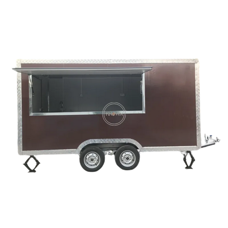 Remorque de vente de hot-dog de maïs entièrement équipée, chariot mobile extérieur, petit kiosque, nourriture unique, document marron, 73 cuisines, 4m