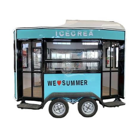 Remorque de distributeur automatique de nourriture de crème glacée de BBQ de voiture de salle à manger électrique, camion de restauration rapide mobile, remorque de hot-dog