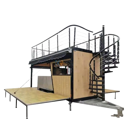 Camion de nourriture à deux étages avec escalier et terrasse supérieure, chariot à café de luxe, hot-dog personnalisé, collation